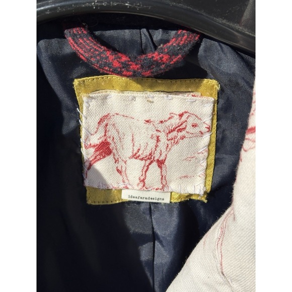 Vintage Wool Blend Plaid Pea Coat Sz Medium Double Breasted Red Black Upcycled - Picture 12 of 14